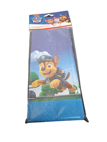 أكياس هدايا ورقية Paw Patrol مع ملصقات - 10 قطع
