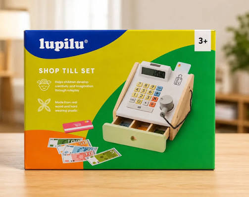 آلة تسجيل نقدي خشبية تفاعلية Lupilu - 24 قطعة